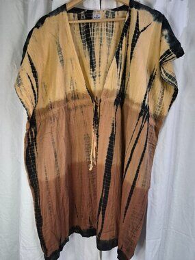 La La LeeLa XL XXL Brown Ombre Tie Dye Pullover Beach Comfort Travel Casual Dres